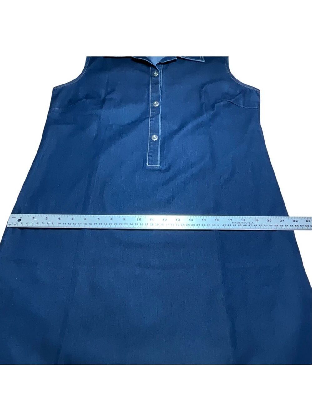 TRIANGLE TRENDS Cotton Sleeveless Denim Shirt Dress / Tunic MADE IN HONG KONG L - Picture 6 of 9